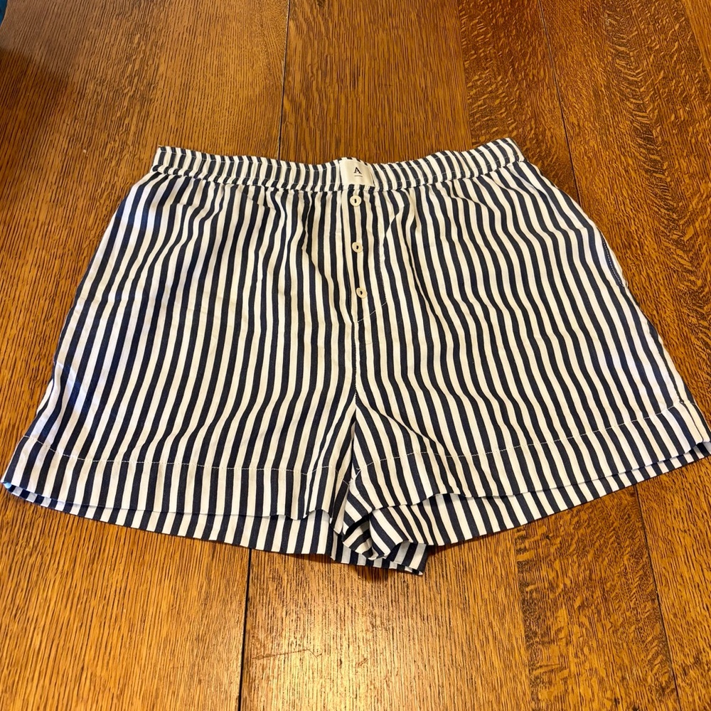 Anthropologie Wren Boxer Navy Striped Pajama Shorts